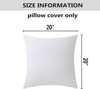 Home Brilliant Set of 2 Decorative Pillow Cover Solid Striped Corduroy Plush Velvet Cushion Cover for Couch, 50cm, 20 x 20 Inch, Creamy White