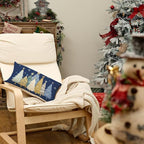 AACORS Christmas Pillow Cover 12X20 Inch Watercolor Christmas Tree Stars Decoration Holiday Farmhouse Winter Pillow Case for Sofa Couch Decor（Blue） AA608-12