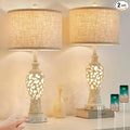 26" Farmhouse Table Lamp - 2 USB A+C 3-Way Dimmable Touch Lamps with Nightlight for Living Room Bedroom Lamp Bedside Nightstand Lamps (Bulb Included)
