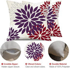 DFXSZ Purple Wine Red Flower Pillow Covers 16x16 Inch Set of 2 Outdoor Throw Pillows Outdoor Waterproof Decor for Living Room Sofa Patio Funiture Garden Floral Polyester Pillow Covers 002T16