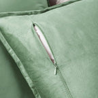 VAKADO Throw Pillow Covers 16x16 Set of 2 Sage Green Velvet Decor Decorative Couch Cushion Euro Pillowcases with Fringe Home Bed Decoration for Sofa Bedroom Office