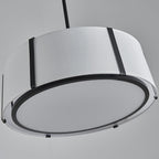 Shrine Lighting Drum Pendant Light, Modern Style, Drum Chandeliers for Dining Room, D18'' x H6'', Adjustable Chains 39'', E12*4 Sockets, White Lampshade & Black Finish
