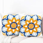 Decorative Throw Pillow Covers Set of 2 Dahlia Floral Pillow Covers 16x16 inch Super Soft Short Plush Square Throw Pillows,Farmhouse Outdoor Pillow Covers for Couch Sofa Bed Living Room