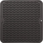 Silicone Dish Drying Mat for Multiple Usage,Easy clean,Eco-friendly,Heat-resistant Silicone Mat for Kitchen Counter or Sink,Refrigerator or Drawer liner Coffee M 12 inches x 12 inches