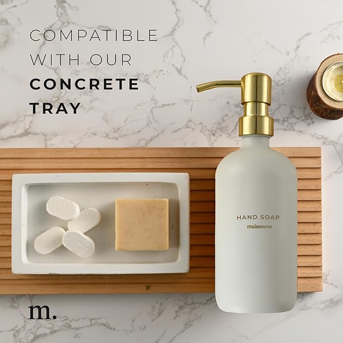 MaisoNovo Soap Dispenser 1-Piece Set | 16.9oz White Bottles with Gold Stainless Steel Pump