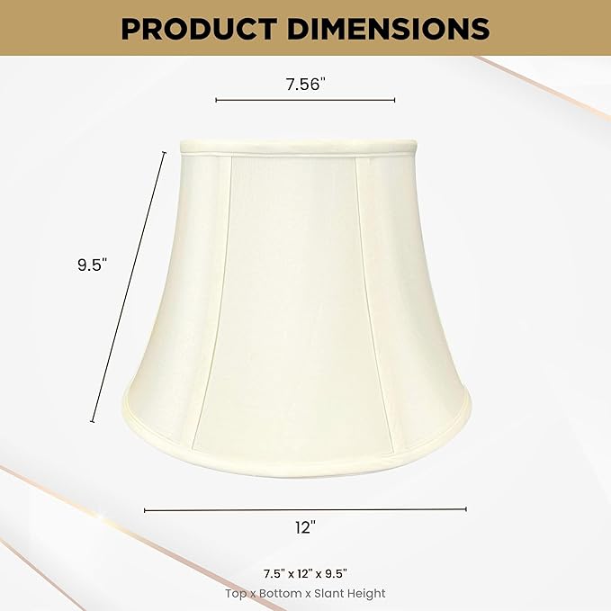 Royal Designs, Inc. BSO-708-12EG-2 Modified Bell Basic Lamp Shade, 7.5 x 12 x 9.5, Eggshell, 2-Pack