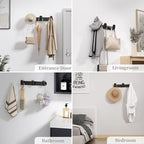 Coat Rack Wall Mount Black, 3 Hooks Rack Metal Coat Hanger Wall for Hanging Hat Purse and Robes, Towel Hook for Bathrooms and Entryway (1 Pack)