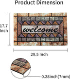 Door Mat Welcome Mat, Heavy Duty Door Mat 17.7 x 29.5 Inch Front Rug Doormat for Outdoor Entrance Home Non-Slip Rubber Rug for Front Door, Outside, Entryway, Patio (Brown Welcome)
