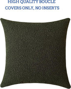 Jeneoo Sage Green Decorative Square Thick Throw Pillow Covers Fine Textured Boucle Couch Cushion Case for Sofa Decor, Set of 1, 24 x 24 Inch