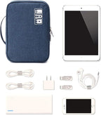 MIRLEWAIY Travel Cord Cable Organizer, Portable Electronics Accessories Carrying Bag Storage Case for Dad's Day Hard Drives, Cable, Cord, Charger, Hard Drive, Earphone, Dark Blue
