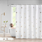 Jubilantex Gold Butterfly Shower Curtain for Bathroom, White Farmhouse Waterproof Bathroom Decorative Rustic Kids Shower Curtain with 12 Rust Proof Grommets for Spa Hotel, 70x72 Inches