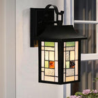 WL0010 Tiffany Style Outdoor Light Fixutres Stained Glass Wall Sconce Exterior Waterproof Wall Lantern Light for Balcony Aisle Hallway W 7X D 6 x H 12 Inches, Bulb Included (Lumigrid)