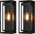 19" Outdoor Wall Lights, 2 Pack Large Size Matte Black Outdoor Sconce Lights with Clear Glass Shade, Waterproof Porch Lighting Exterior Light Fixture for Front Door, Garage