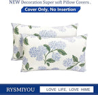Decorative Throw Pillow Covers Set of 2 White Hydrangea Pillow Covers 12x20 inch Super Soft Short Plush Square Floral Throw Pillows,Farmhouse Outdoor Pillow Covers for Couch Living Room