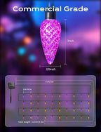 Brightown Solar Operated C6 Halloween Outdoor Lights, 22.64ft 50 LEDs Orange Purple Halloween Lights, Strawberry LED Fairy Lights, Solar Waterproof String Light for Tree, Garden Decor Outdoor