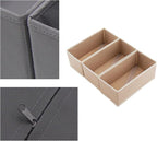 Small Underwear Drawer Organizer 3 Pack Beige, 11' Fabric Dresser Drawer Dividers for Sock Bra and Baby Clothes, Wardrobe and Closet Stoarage Bins for Living Room