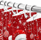 Vandarllin Christmas Shower Curtain, Snowman Shower Curtains Set with Hooks, Snowflake Red Christmas Balls Waterproof Bathroom Curtains Xmas Holiday Decor Home Accessories,66 X 72 Inch Long