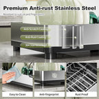 Dish Drying Rack, 304 Stainless Steel Dish Racks for Kitchen Counter, Dish Drainers with Automatic Drainage, Utensil Holder & Cups Holder, Space Saving Kitchen Organizer (1-Tier Silver)
