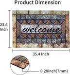 Door Mat Welcome Mat, Heavy Duty Door Mat 23.6 x 35.4 Inch Front Rug Doormat for Outdoor Entrance Home Non-Slip Rubber Rug for Front Door, Outside, Entryway, Patio (Brown Welcome)