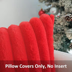 JOJUSIS Pack of 2 Faux Fur Plush Decorative Christmas Red Throw Pillow Covers Couch Cushion Case Soft Pillowcases (Red, 22 x 22-Inch)