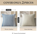 ANRODUO Pack of 2 Boho Throw Pillow Covers 20x20 Inch Farmhouse Decorative Couch Pillow Cases Jacquard Cushion Cover Neutral Accent Pillows of Bed Sofa Bedroom Living Room Home Decor, Navy Blue
