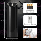 Homemory 4"x12" Black Flameless Candles, Halloween Candles, Outdoor Waterproof Flameless Candles with Remote and Timers, Gothic, Battery Operated LED Pillar Candles, Won't Melt Plastic, 2Pack