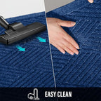 Sturdy Front Door Mat, Absorbent Muddy Dirt Resist Welcome Door Mats Outdoor Indoor, Stain and Fade Resistant, Non-Slip Rubber Backing Low Profile Doormat for Entryway, 36×24, Blue