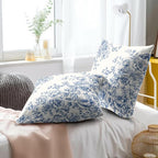 Blue White Flowers Pillow Covers 20x20 Inch, Set of 2 Vintage Floral Chinoiserie Style Decorative Throw Pillowcases Square Cushion Cover for Couch Sofa Bed Farmhouse Home Decor