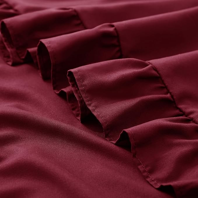 KKJIAF Ruffle Pillow Cases Queen Size Set of 2, Ruffled Pillow Covers with Envelope Closure, Wrinkle Resistant Ruffled Pillow Shams 20" x 30", Burgundy