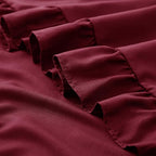 KKJIAF Ruffle Pillow Cases 18x18 Inches, Burgundy Square Ruffled Pillow Covers Set of 2, Microfiber Wrinkle Resistant Pillow Shams with Envelope Closure for Sofa Bed Living Room
