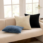 MIULEE Blue Corduroy Pillow Covers Pack of 2 Boho Decorative Spliced Throw Pillow Covers Soft Solid Couch Pillowcases Cross Patchwork Textured Cushion Covers for Living Room Bed Sofa 16x16 inch