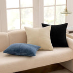 MIULEE Blue Corduroy Pillow Covers Pack of 2 Boho Decorative Spliced Throw Pillow Covers Soft Solid Couch Pillowcases Cross Patchwork Textured Cushion Covers for Living Room Bed Sofa 12x20 inch