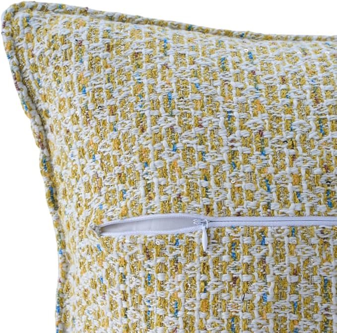 Luxury Tweed & Chenille Throw Pillow Covers – Set of 2 (18" x 18") with Soft and Luxurious Textures Decorative Throw Pillows for Couch, Bed, and Home Decor (Green)