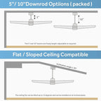 Sofucor Ceiling Fan with Lights, 60 Inch Low Profile Flush Mount Mordern Wood Ceiling Fan with Remote for Indoor Farmhouse Bedroom Living Room Outdoor Patio Porch, Reversible DC Motor, Noiseless