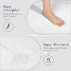 Walensee Contour Rug (20x24, White) Non Slip Bath Mat for Bathroom, Water Absorbent Soft Microfiber Shaggy Mat, Machine Washable U Shape Toilet Rug