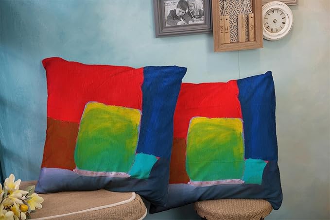 CAPSCEOLL Throw Pillow Cover Abstract Original Contemporary Red Blue Green Painting 20X20 Inch Set of 2 Zipper Pillow Protector for Bedroom Car Living Room Holiday Pillow Covers