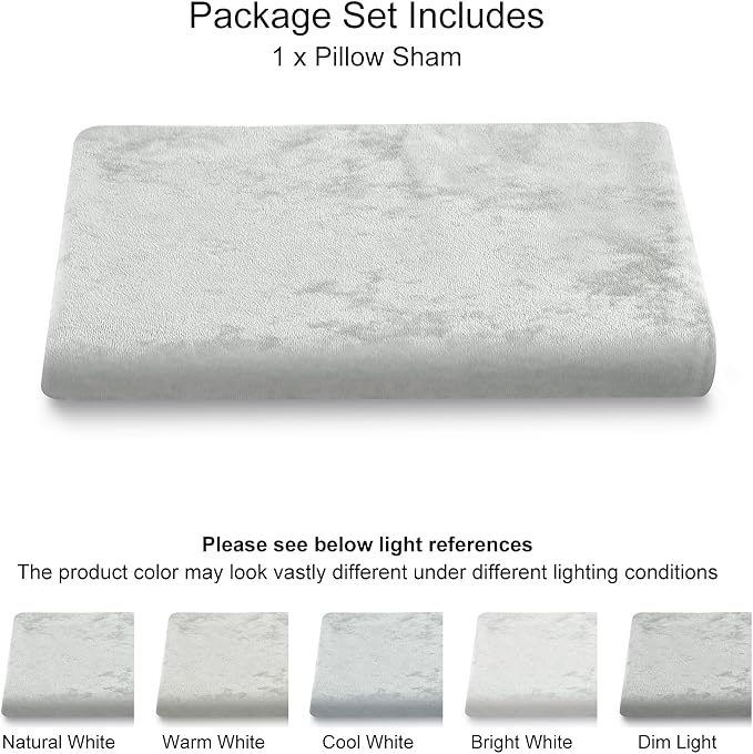 PHF Truly Velvet Zippered Body Pillowcase, No Insert, 1 Pack Ultra Soft Breathable Pillow Sham Cover with Zipper, 20"X 54" Long Luxury Cozy Warm Fuzzy Flannel, Silver Grey