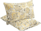 Outdoor Lumbar Pillows Water Resistant 12x20 inch,Decorative Throw Pillow Set of 2 with Insert,Hidden Zipper Headrests for Patio Furniture Sofa Couch Chair(Yellow Flower)