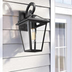 Outdoor Wall Light Fixtures, Waterproof Exterior Wall Lanterns with Glass, Outside Wall Sconces, Front Porch Lights for House Garage Doorway Patio 7H1B-M-2PK BK