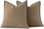 MIULEE Decorative Linen Pillow Covers 18x18 Inch Khaki Boho Farmhouse Neutral Winter Couch Throw Pillows for Bed Pack of 2 Accent Modern Pillowcase Sofa Livingroom Home Decor