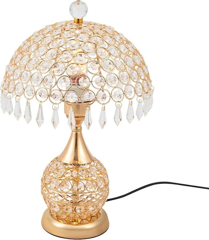 Eapmic Table Lamp,Bedside End Table Lamp ModernNightstand Desk Lamp Geometric Lamp with Shade for Living Bedroom Office(Modern,Style 5,Golden)