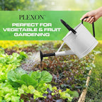 Plexon 1 Gallon Metal Watering Can Outdoor, Flower Plant Gardening Garden Large Watering Can Pot, Black Galvanized Steel Handles and Removable Spray Spout, White