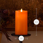Luminara Flickering Flameless LED Candle, Battery Operated with Timer Function, Russet Orange Pillar 3 x 6.5 Inch, Real Wax Unscented Fall Home Indoor Decor, Remote Ready (Sold Separately), Melted Top