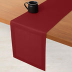 D'Moksha Homes Linen Red Table Runner 90 Inches Long - 100% Pure Linen 14 x 90 Inch Table Runner for Dining, Fall, Autumn and Halloween - Machine Washable