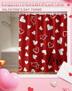 Vandarllin Red Shower Curtain, Love Heart Shower Curtains Set with Hooks, Waterproof Fabric Bathroom Curtains Decor Home Accessories,Stall 36 X 72 Inch