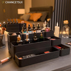9 Pcs Stackable Drawer Organizer Trays Set, Multifunctional Stackable Storage Trays for Vanity, Bathroom, Kitchen, Desk Drawer Organizer Office. Plastic Drawer Organizers Available In 5 Colours, Black