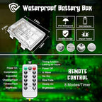 JMEXSUSS 2 Pack Green Fairy Lights Battery Operated, Total 200 LED 66ft Twinkle String Lights with Remote, 8 Modes Halloween Lights for Tree Wreath Fireplace Indoor Outdoor Xmas Halloween Decor