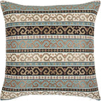 16 x 16 Inches Decorative Throw Pillow Covers Turquoise and Black - Kilim Pillows, Boho Room Decor for Couch, Bohemian Outdoor Case for Farmhouse, Oriental, Southwestern
