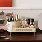 Rotating Makeup Organizer Countertop,Large Capacity Makeup Organizers for Vanity,2 in 1 makeup storage organizer for Bathrooms,Cosmetic Display Case (Coffee)