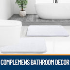 OLANLY Bathroom Rugs 34x21, Extra Soft Absorbent Chenille Bath Rugs, Rubber Backing Quick Dry, Machine Washable Bath Mats for Bathroom Floor, Tub and Shower, Home Decor Accessories, White
